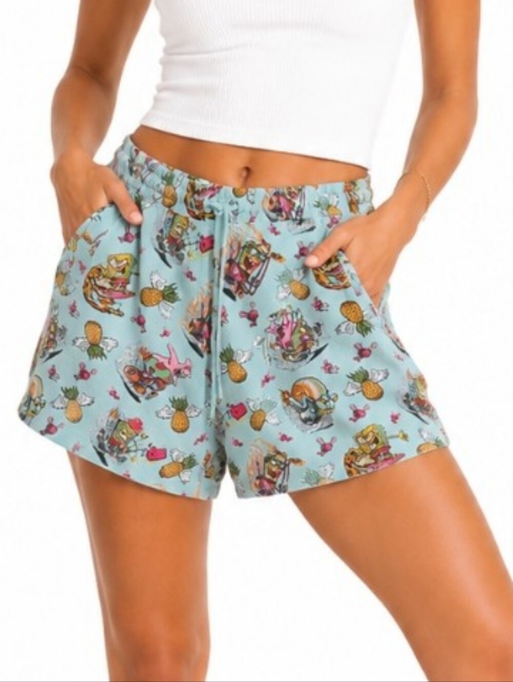 H&M SpongeBob SquarePants Graphic Lounge Shorts Drawstring Sleep Shorts Beach